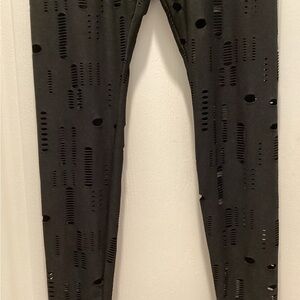 Hollow Out  Distressed Stretch Pants